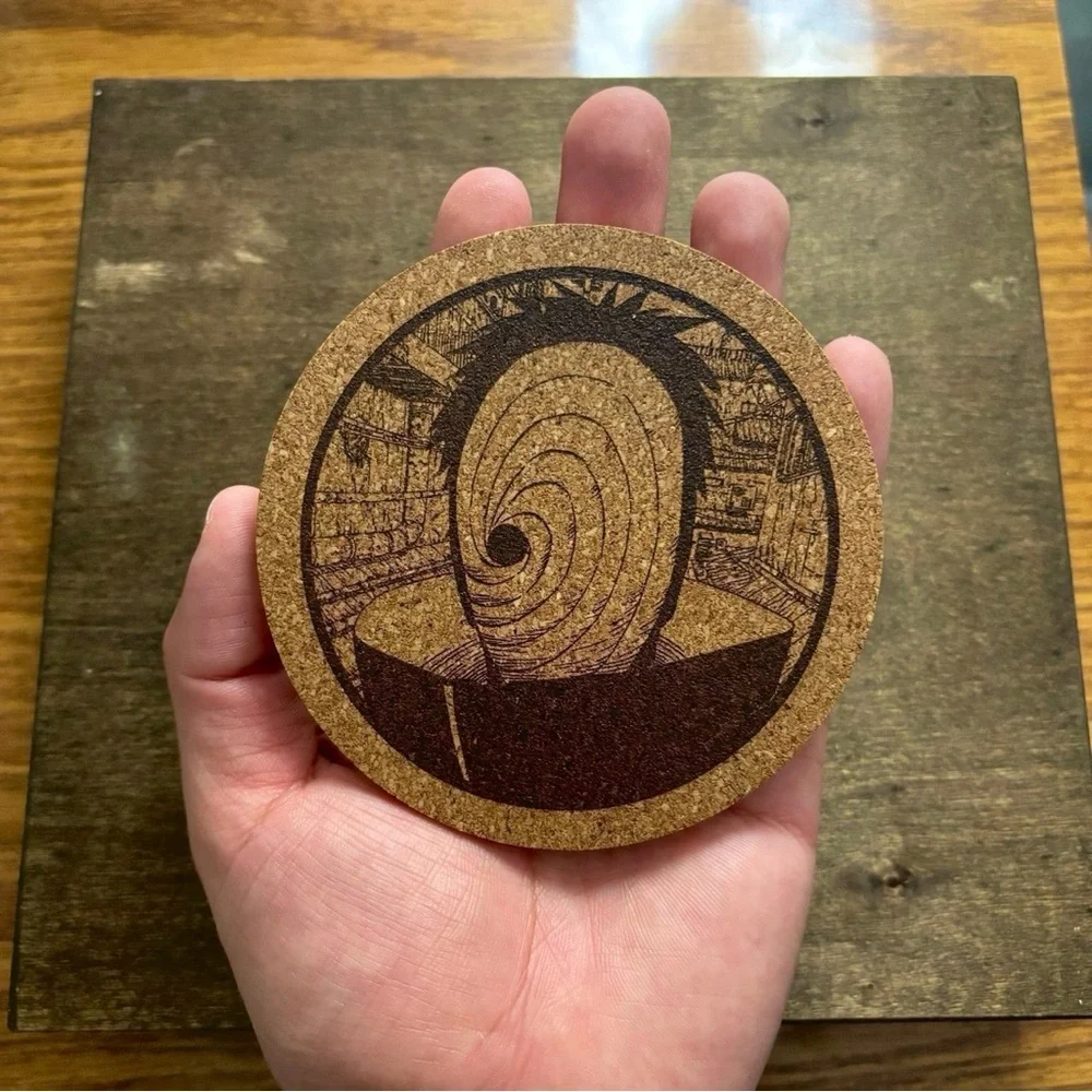 Naruto Tobi Akatsuki Laser Engraved Cork Coaster